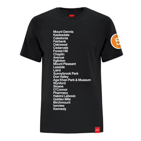 Line 5 Station Names T-Shirt, Unisex