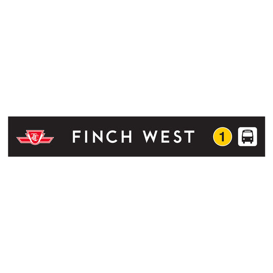 Panneau de gare en bois de Finch West