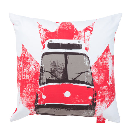 TTC Streetcar Pillow, White